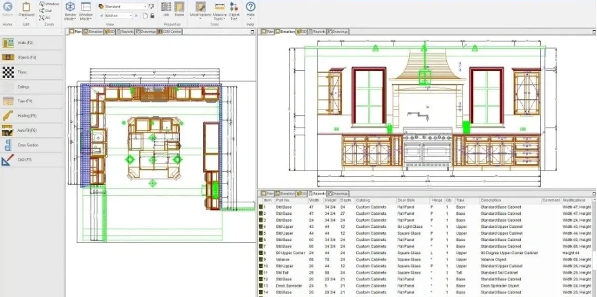 Visuel du logiciel de plans sur mesures.