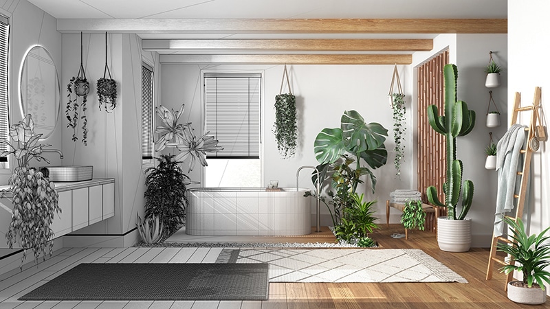 Salle de bain avant/après.